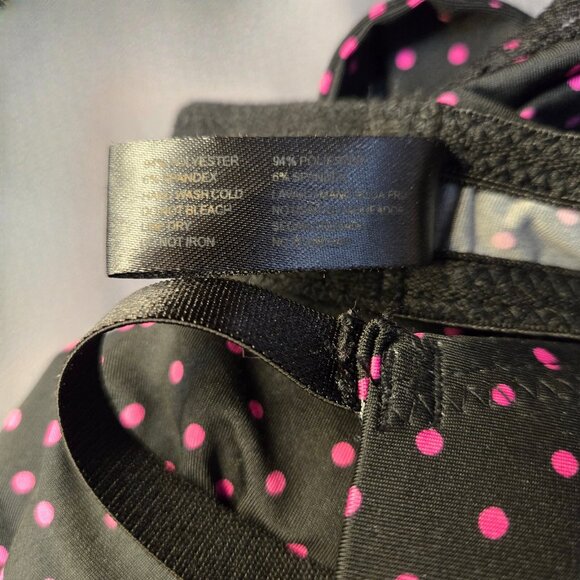 Y2K Marilyn Monroe Maid Apron Lingerie Bra Top Size XL Black Pink Polka Dot - Picture 11 of 11